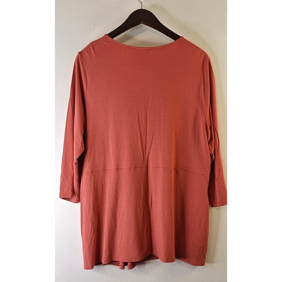 J JILL WEAREVER COLLECTION Wrap Front Baby Doll Top Women's Sz L Petite Bohemian - Picture 2 of 9